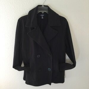 Chaps Black Heavier Cotton Button Blazer Jacket Size Large